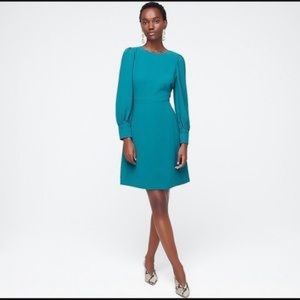 J. Crew Teal Long-Sleeve Shift Dress